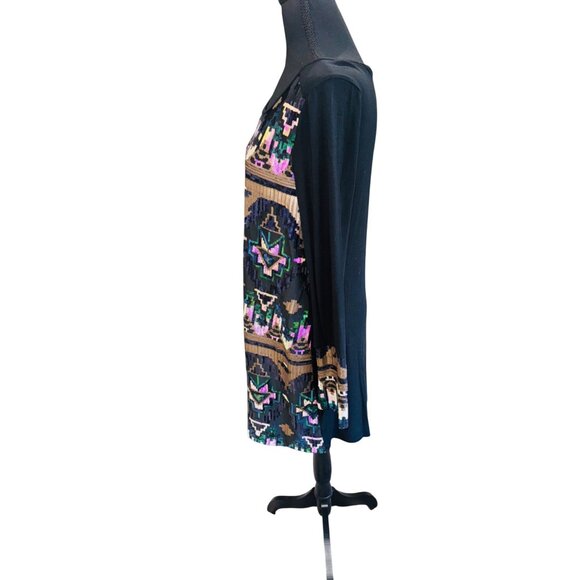 Mon Ami Blk Multicolor Sequin Geo Tunic Jersey Dress L/S M Evening Wear Cocktail - Picture 5 of 8
